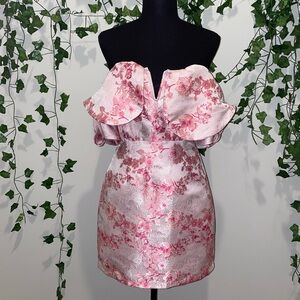 Pretty Little Thing | Pink V Bar Jacquard Bodycon Dress